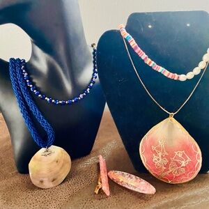 Handmade Shell Pendant Necklaces &  Multicolor Beaded Necklaces, new barrettes
